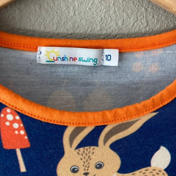 Sunshine Swing Woodland Animal Dress - Blue Orange - 10 - Picture 2 of 6